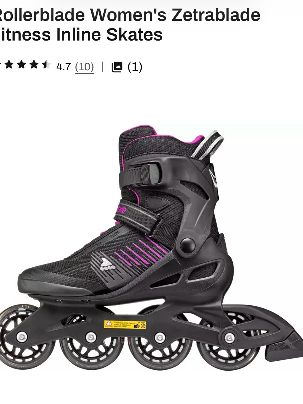 Rollerblade Women's Zetrablade Fitness Inline Skates - Black & Pink: size 8 - Picture 3 of 5